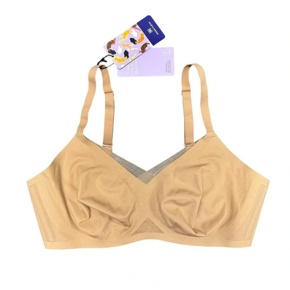 NEW Honeylove CrossOver Bra Sand Tan Large L NWT